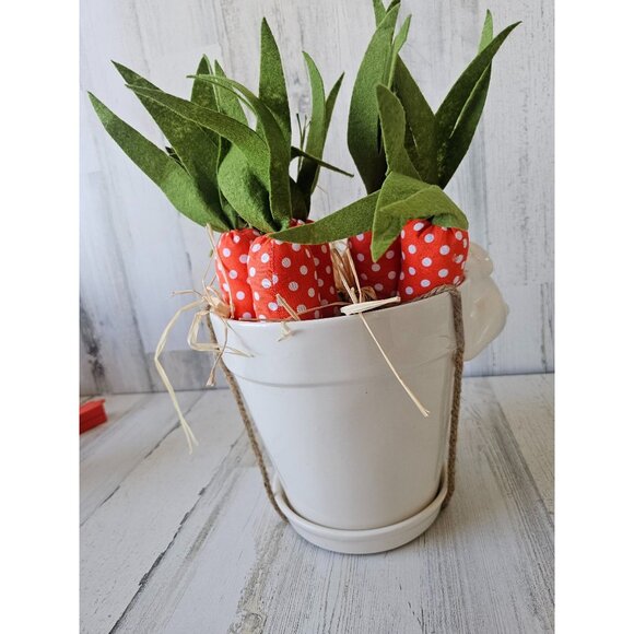 Rae dunn Honey Bunny pot Easter spring magenta large carrots decor unique center - Picture 5 of 10